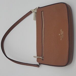 kate spade Cognac Pebbled Leather Top-Handle Wristlet